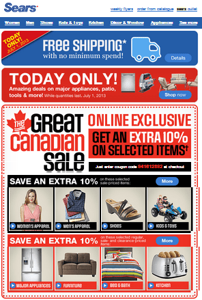 Sears Canada Day Online Promotion: Free Shipping On All Orders + Extra ...