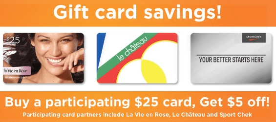 Sobeys (Ontario) Le Chateau, La Vie en Rose & Sport Chek Gift cards $25 ...