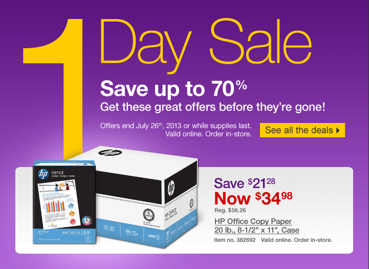 Staples One Day Sale