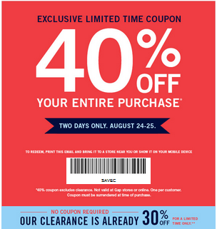 Gap Factory Store Coupon: Take An Additional 40% Off Your Entire
