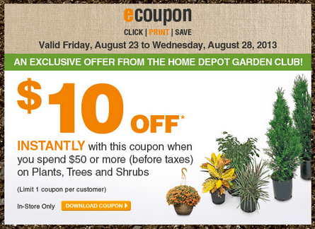 The Home Depot Garden Club Coupons: Save $10 On Plants, Trees & Shrubs 