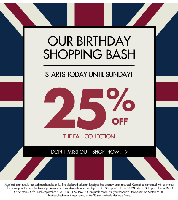 25% Off Birthday Bash