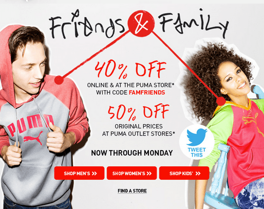 puma friends and family coupon code