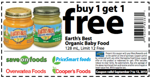 More Rewards Members Coupons: Buy 1 Earth’s Best Organic Baby Food ...