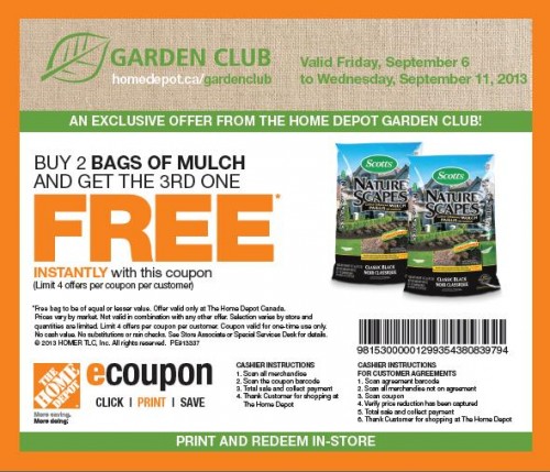Home Depot Canada Buy Two Bags Of Mulch And Get One Free Printable 