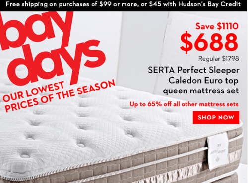 the bay canada mattress sale