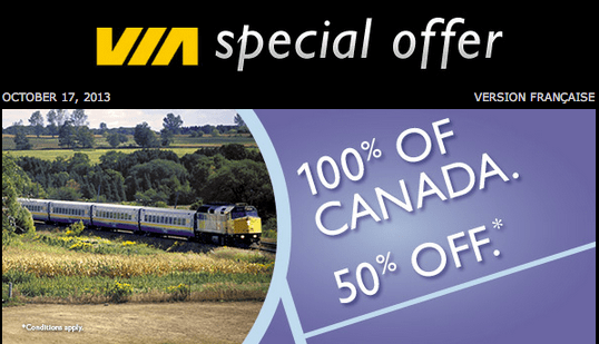 VIA Rail Canada Special Offers