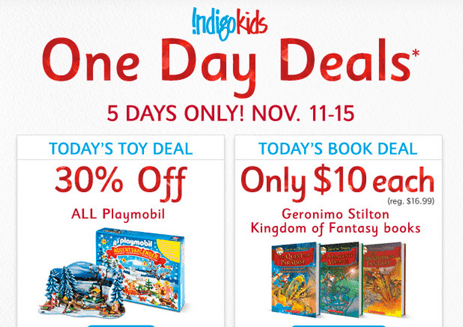 Chapters Indigo One Day Deals
