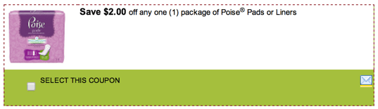 Poise Pads or Liners coupon