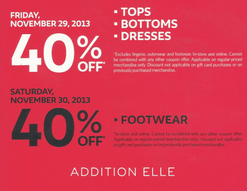 Addition Elle: Black Friday Canada 2013 Promotion | Canadian Freebies