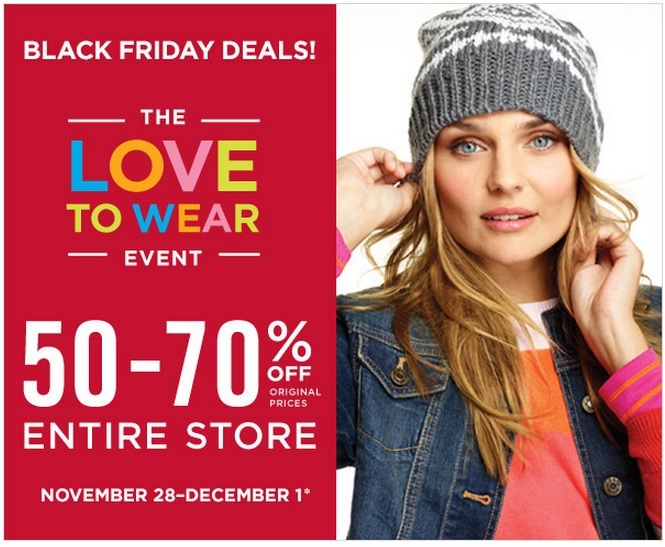 GAP Factory Stores Canada Black Friday Sales Deals 2013 50 70