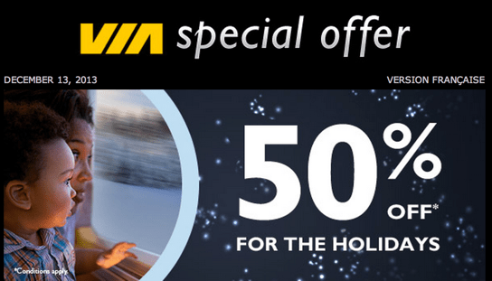 VIA Rail Canada Holiday Offers