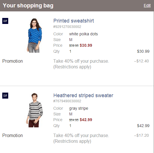 The Gap Canada Online Offer Promotional Code to Receive 40 Off Your Entire Purchase Online