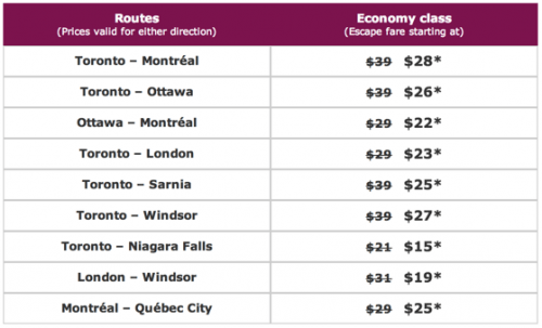 Discounts on Best Fares at Via Rail