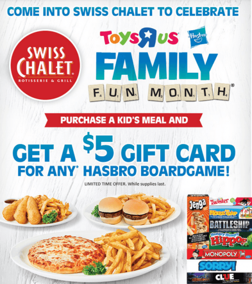 Swiss Chalet & ToysRUs Offer