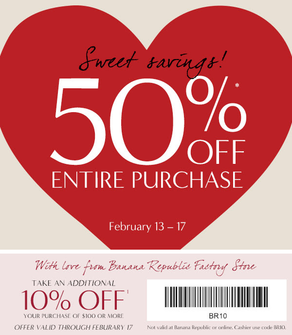 Banana Republic Factory Store Canada Coupon: Save 50% Off Entire