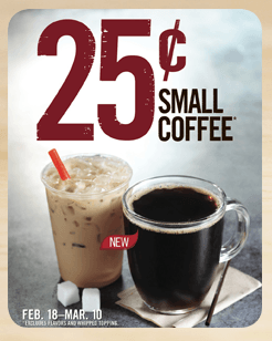 burger king small coffee 25 cent