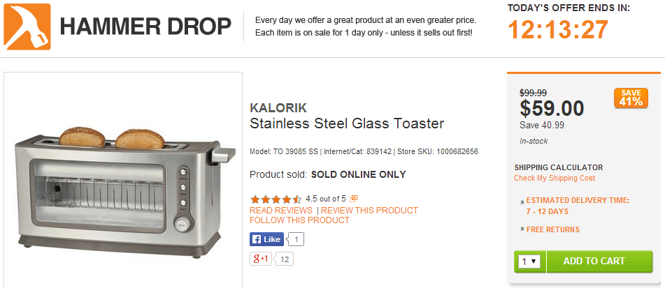 Home Depot Canada Hammer Drop Deal of the Day: Kalorik Stainless Steel Stainless Steel Depot Coupon Code