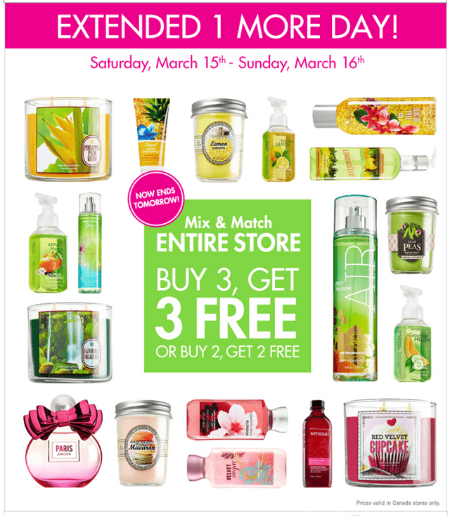 Bath & Body Works Canada Mix & Match Deals: Buy 3, Get 3 FREE Or Buy 2 ...