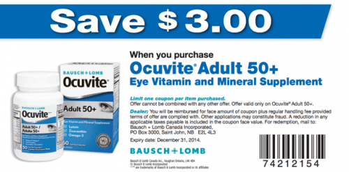 Bausch Lomb Canada Printable Coupons Save 3 On Ocuvite Adult 50 