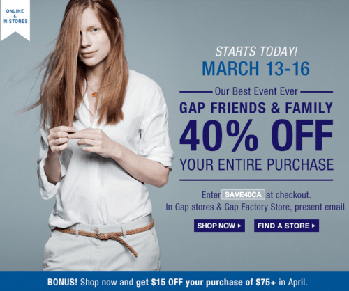 Gap Canada Friends & Family Offers