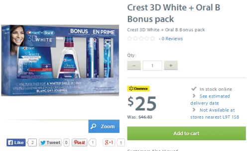 crest 3d white + oral b pack walmart canada clearance