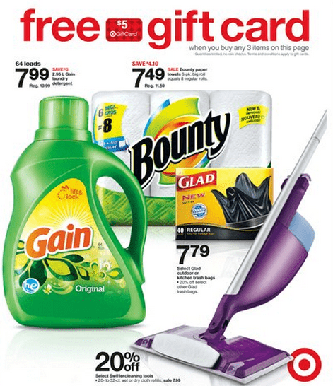 free 5 dollar gift card with purchase of 3 items target