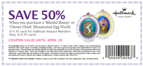 hallmark canada bunny coupon