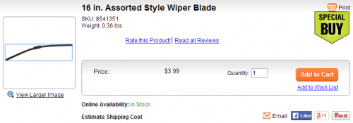 princess auto wipers only $3.99