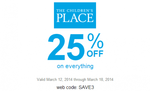 the children place save 25 off everything