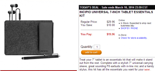 the source deal of the day incipio tablet kit