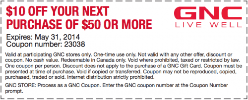 GNC Live Well Canada: $10 Off Your Next Purchase of $50 Or More + 20% ...