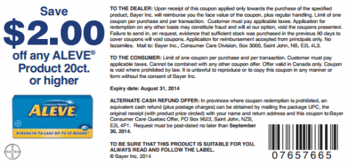 Aleve Canada Printable Coupons Save 2 00 On Any Aleve Product 