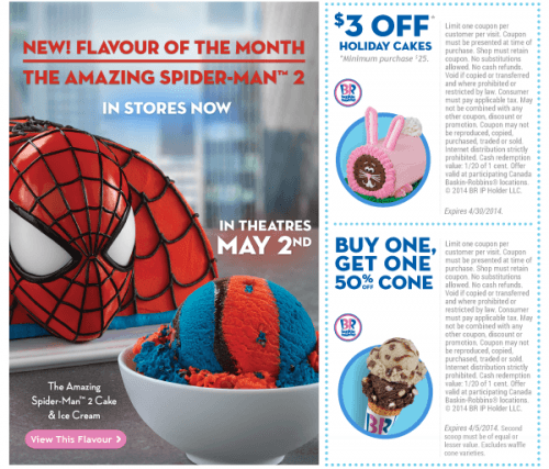 Baskin Robbins Canada Coupons: $3 off Holiday Cakes, 50% off Second Ice ...