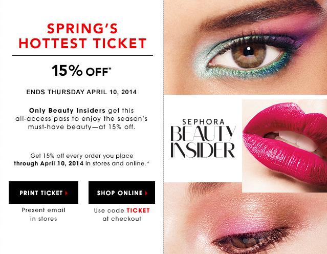 Sephora Canada: Beauty Insiders Save 15% Until April 10th *Printable