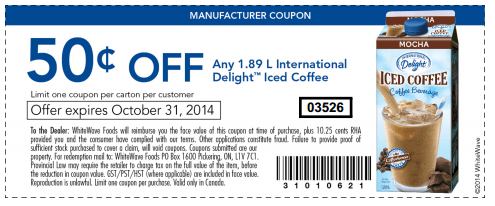 International Delight Canada Printable Coupon: $0.50 Off Any 1.89L Iced