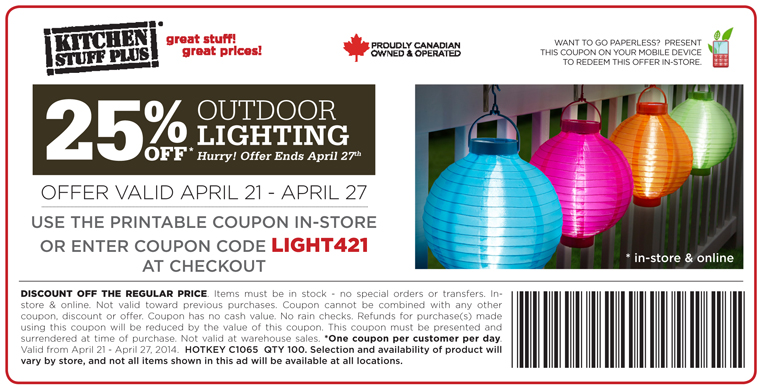 kitchen stuff plus outdoor lighting coupon