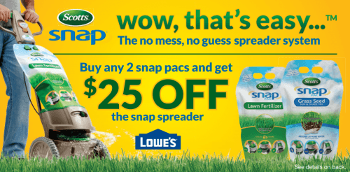 lowe's scott's printable coupon save $25 off snap spreader
