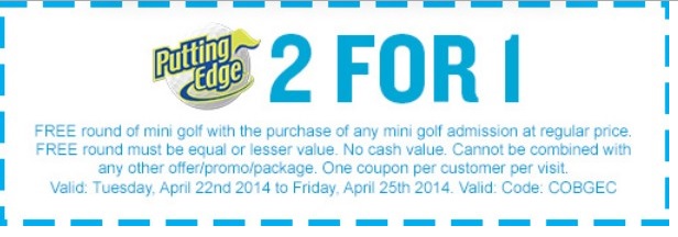 putting edge 2 for 1 coupon