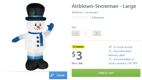 airblown snowman walmart clearane