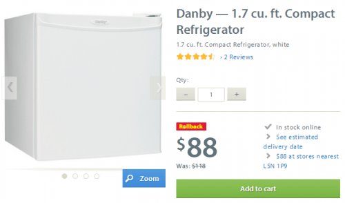danby walmart fridge