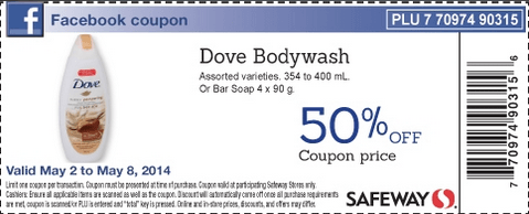 Safeway Canada Printable Coupon: Save 50% Off Dove Body Wash or Bar