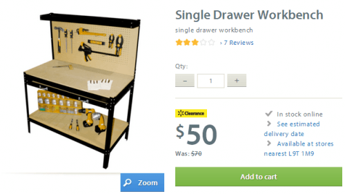 Walmart Canada Clearance Deals Single Drawer Workbench 
