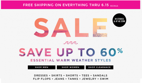 american eagle save up to 60 free shipping