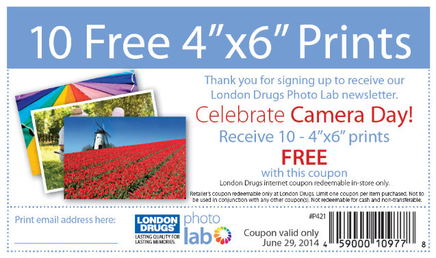 London Drugs Canada Printable Coupon 10 FREE 4 X 6 Photo Prints 