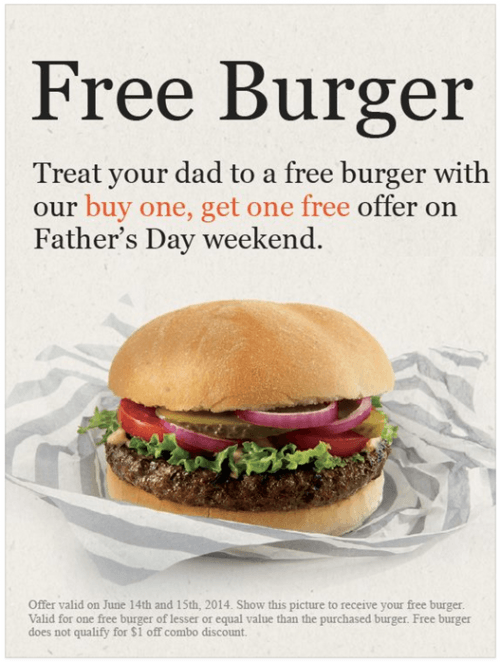 south street burger fathers day free burger