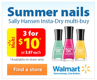 Walmart Canada Promotion: Sally Hansel Insta Dry Multi Buy Nail Polish 3  for $10 - Canadian Freebies, Coupons, Deals, Bargains, Flyers, Contests  Canada Canadian Freebies, Coupons, Deals, Bargains, Flyers, Contests Canada