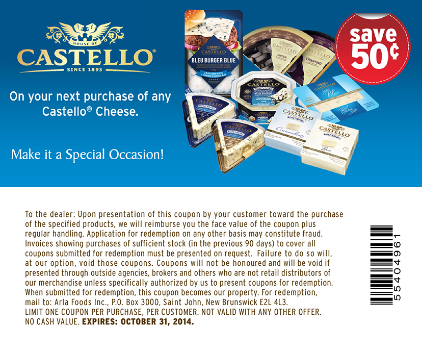 Castello Canada Printable Coupon Save 0 50 On Castello Cheese 