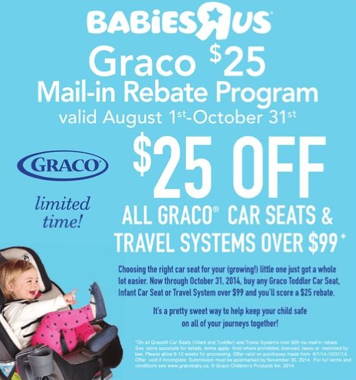 Graco Canada Mail In Rebate Receive 25 Off All Graco Car Seats And 