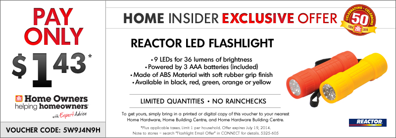 home hardware insider voucher REACTOR LED FLASHLIGHT